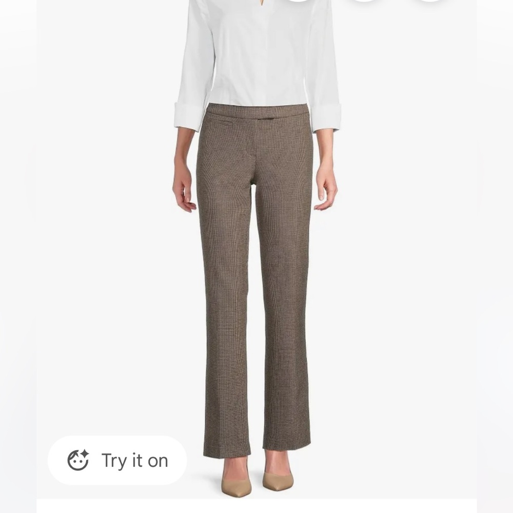 Investments II Elegant Brown Houndstooth Women's Pants Sz 18W